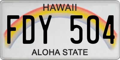 HI license plate FDY504