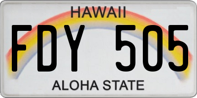 HI license plate FDY505