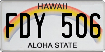 HI license plate FDY506