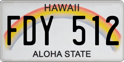 HI license plate FDY512