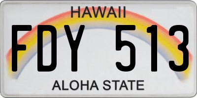 HI license plate FDY513