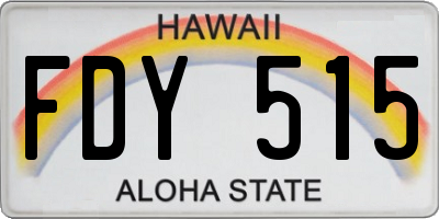 HI license plate FDY515