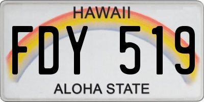 HI license plate FDY519