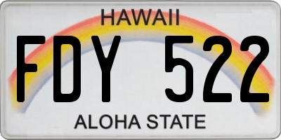 HI license plate FDY522