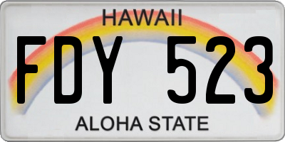 HI license plate FDY523