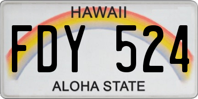 HI license plate FDY524