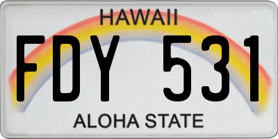 HI license plate FDY531