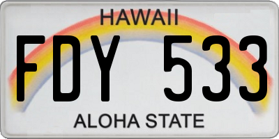 HI license plate FDY533
