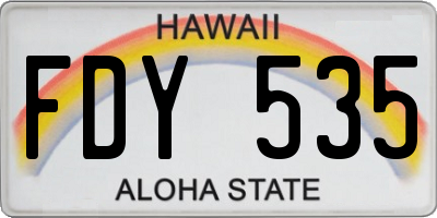 HI license plate FDY535