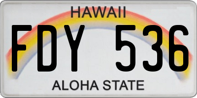 HI license plate FDY536
