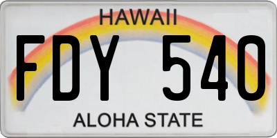 HI license plate FDY540