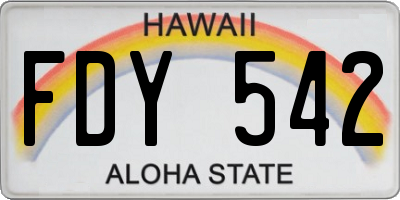 HI license plate FDY542