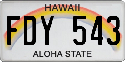 HI license plate FDY543