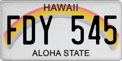 HI license plate FDY545