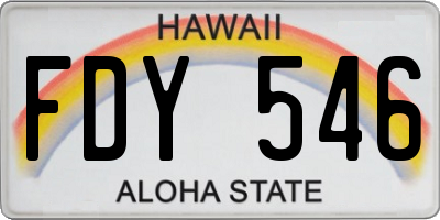 HI license plate FDY546