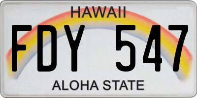 HI license plate FDY547