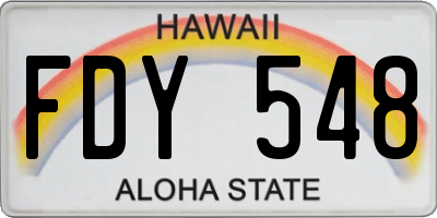 HI license plate FDY548