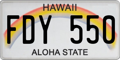 HI license plate FDY550