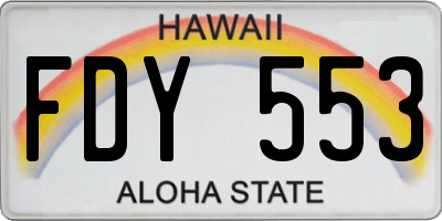 HI license plate FDY553