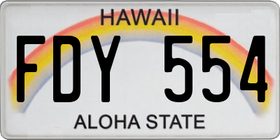 HI license plate FDY554