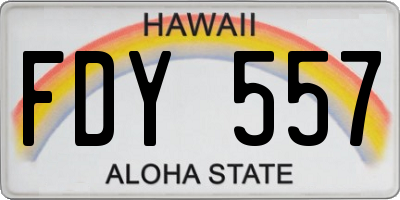HI license plate FDY557