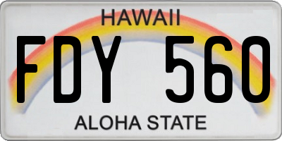 HI license plate FDY560