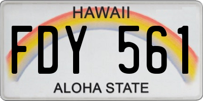 HI license plate FDY561