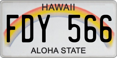 HI license plate FDY566