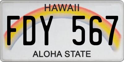 HI license plate FDY567