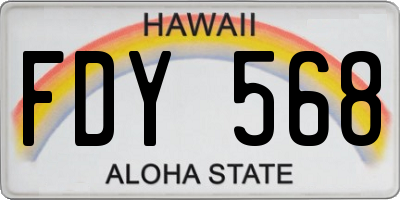 HI license plate FDY568
