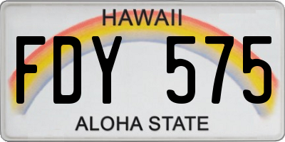 HI license plate FDY575