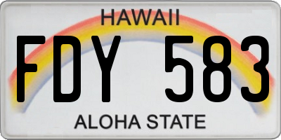 HI license plate FDY583