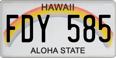 HI license plate FDY585