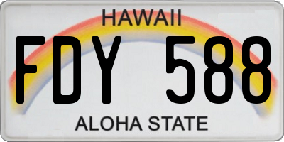 HI license plate FDY588