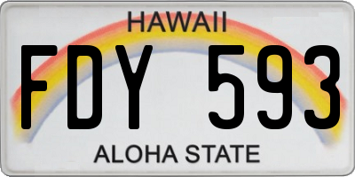 HI license plate FDY593