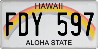 HI license plate FDY597