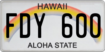 HI license plate FDY600