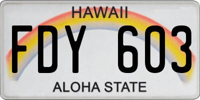 HI license plate FDY603