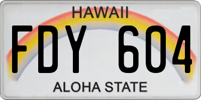 HI license plate FDY604