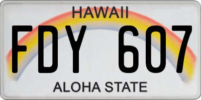 HI license plate FDY607