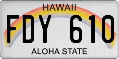 HI license plate FDY610