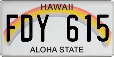 HI license plate FDY615