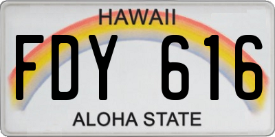 HI license plate FDY616