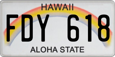 HI license plate FDY618