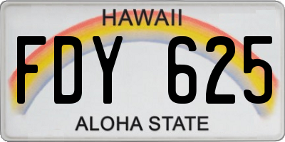 HI license plate FDY625