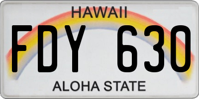 HI license plate FDY630