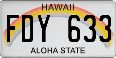 HI license plate FDY633