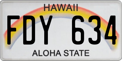 HI license plate FDY634