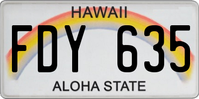 HI license plate FDY635