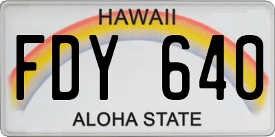 HI license plate FDY640